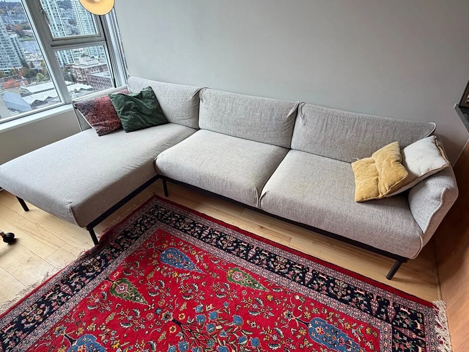 IKEA ÄPPLARYD L-Shaped Sofa with Chaise – Light Gray (Lejde)