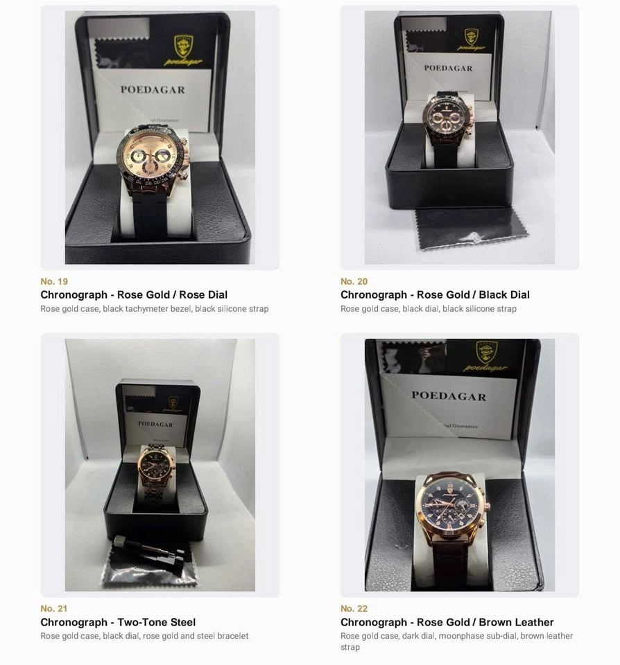 Striking Two-Tone Chronograph Watch – Roman Numerals, Moon Phase - photo 4