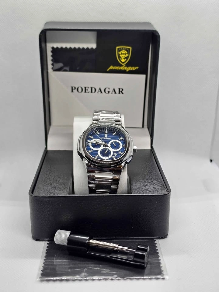 Sale!!! Chronograph Watch – Blue Dial, Stainless Steel Band