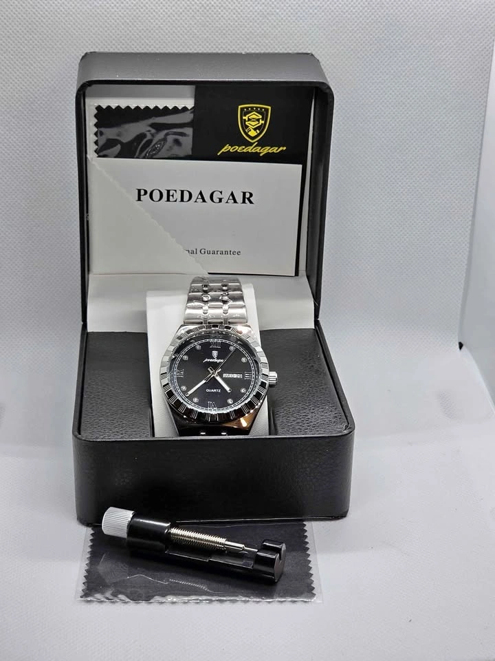 Men's Homage Watch – Black Dial, Stainless Steel Band