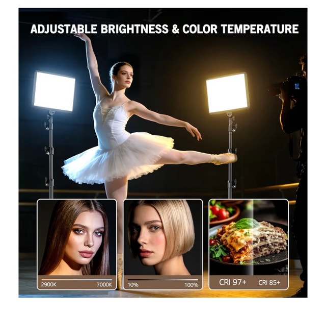 NiceVeedi 2-Pack LED Video Light Kit with Tripods - photo 2