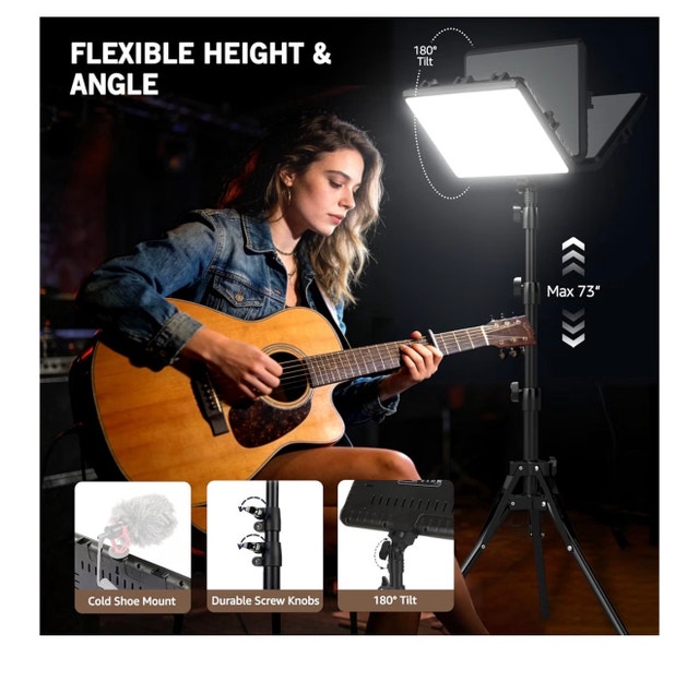 NiceVeedi 2-Pack LED Video Light Kit with Tripods - photo 3