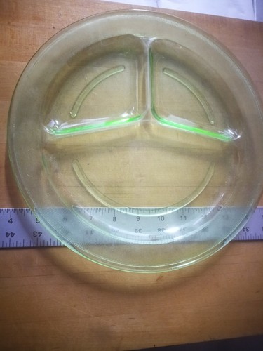 VINTAGE Green Uranium Vaseline Depression Glass Plate Set of 4
