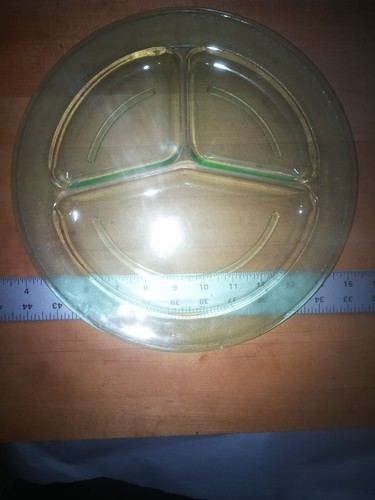 VINTAGE Green Uranium Vaseline Depression Glass Plate Set of 4 - photo 2