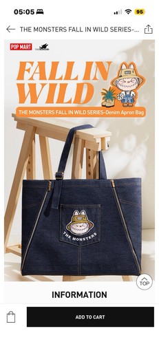 The Monsters Labubu Fall In Wild Denim Apron Tote Bag New
