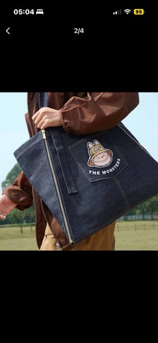 The Monsters Labubu Fall In Wild Denim Apron Tote Bag New - photo 3