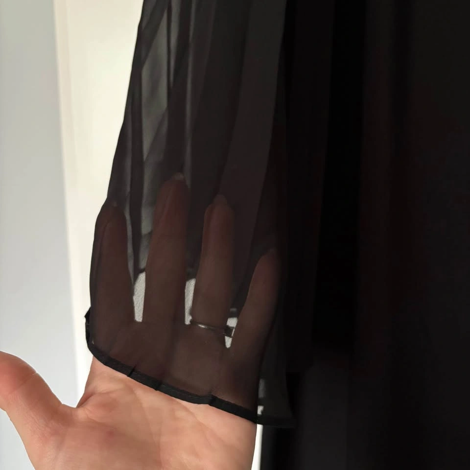 MSK Black Shift Dress with Sheer Pleated Bell Sleeves Medium - photo 3