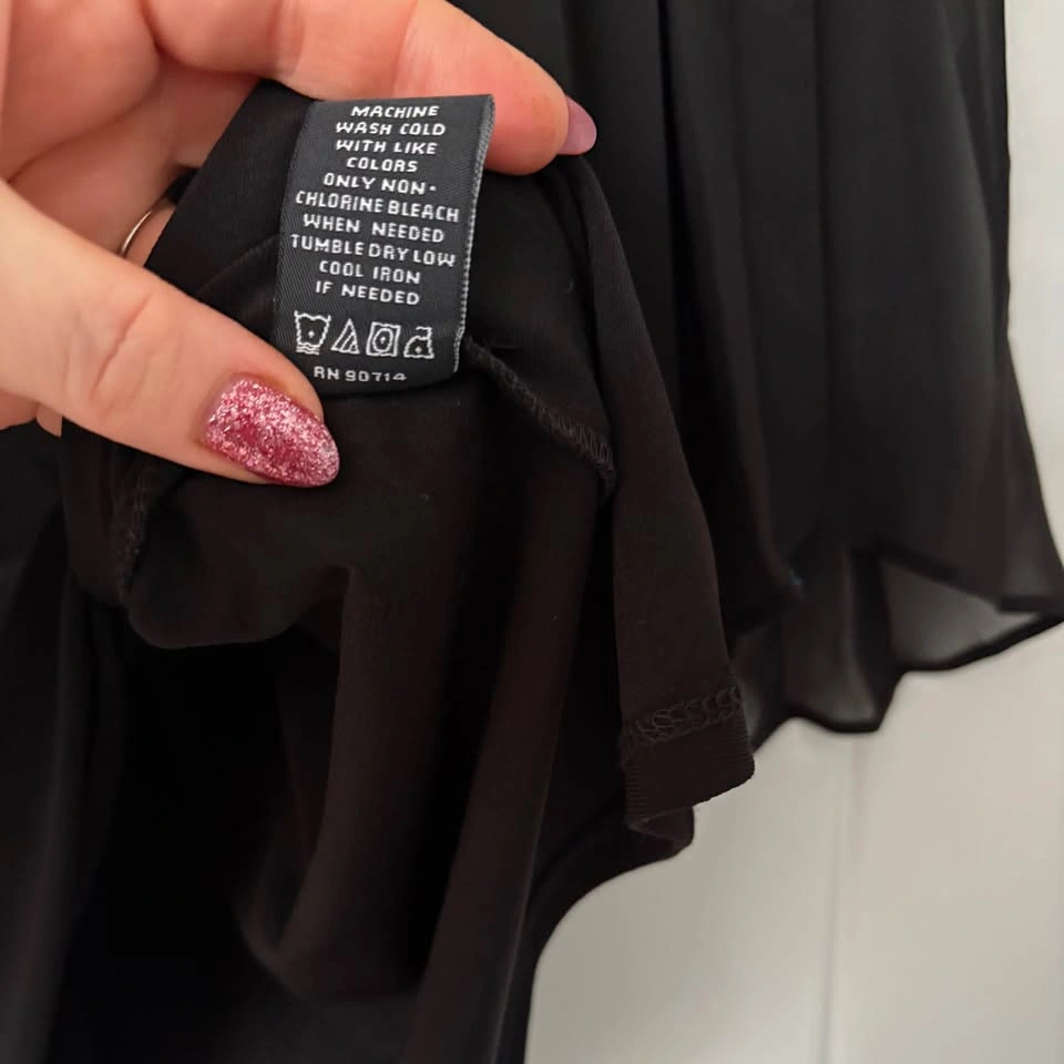 MSK Black Shift Dress with Sheer Pleated Bell Sleeves Medium - photo 4