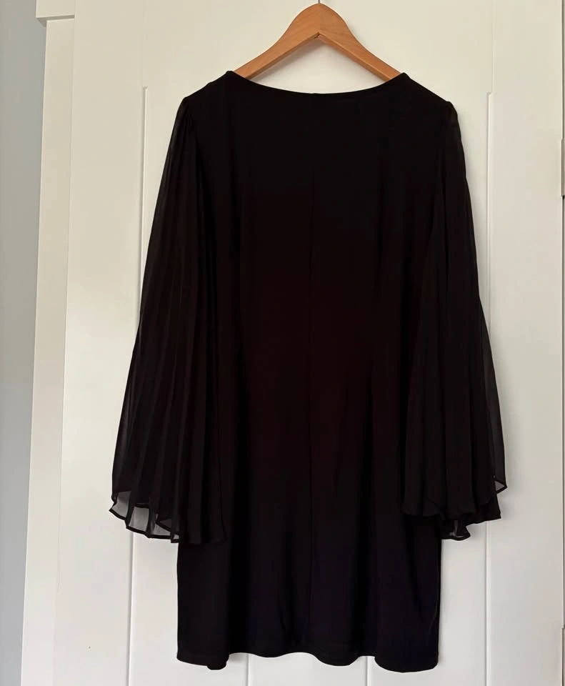MSK Black Shift Dress with Sheer Pleated Bell Sleeves Medium - photo 5