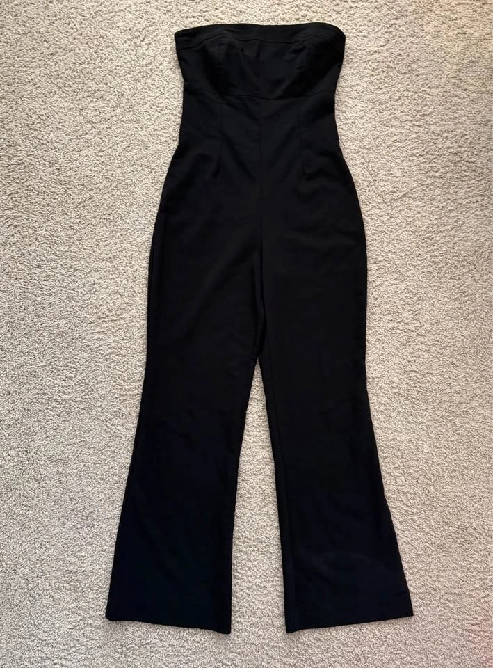 Le Château Tube Top Black Sleeveless Jumpsuit Flared Leg