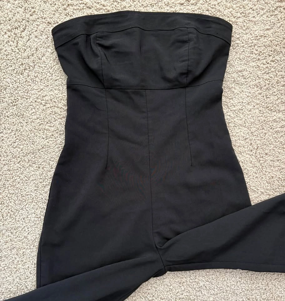 Le Château Tube Top Black Sleeveless Jumpsuit Flared Leg - photo 4