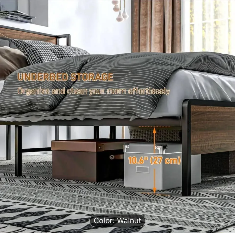 Queen Metal Bed Frame and Mattress image indicator(2)