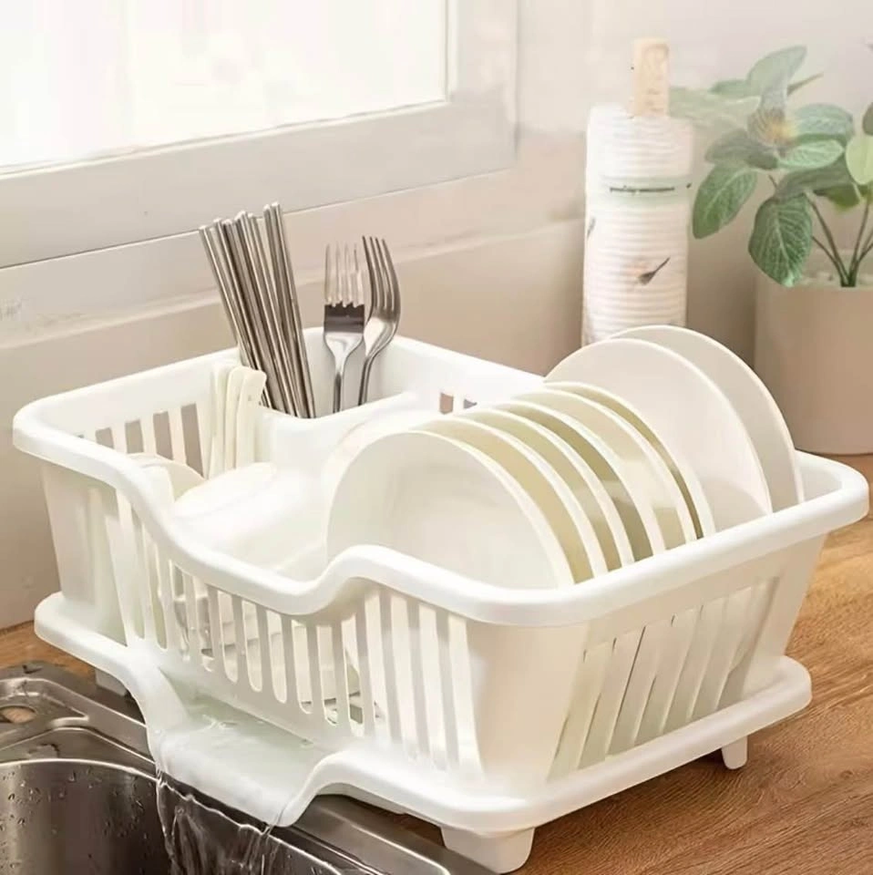 Dish Drying Rack with Drainboard - 17" White - Utensil Holder - photo 2
