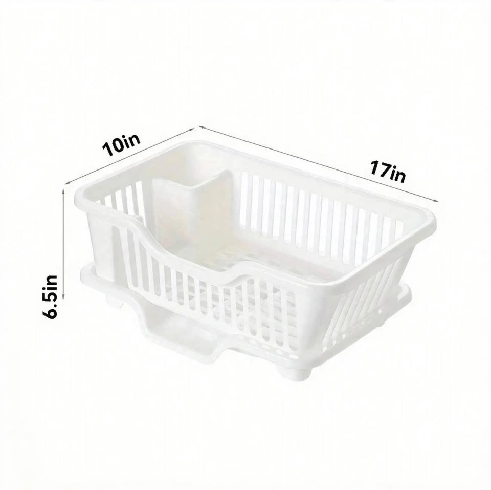 Dish Drying Rack with Drainboard - 17" White - Utensil Holder - photo 3