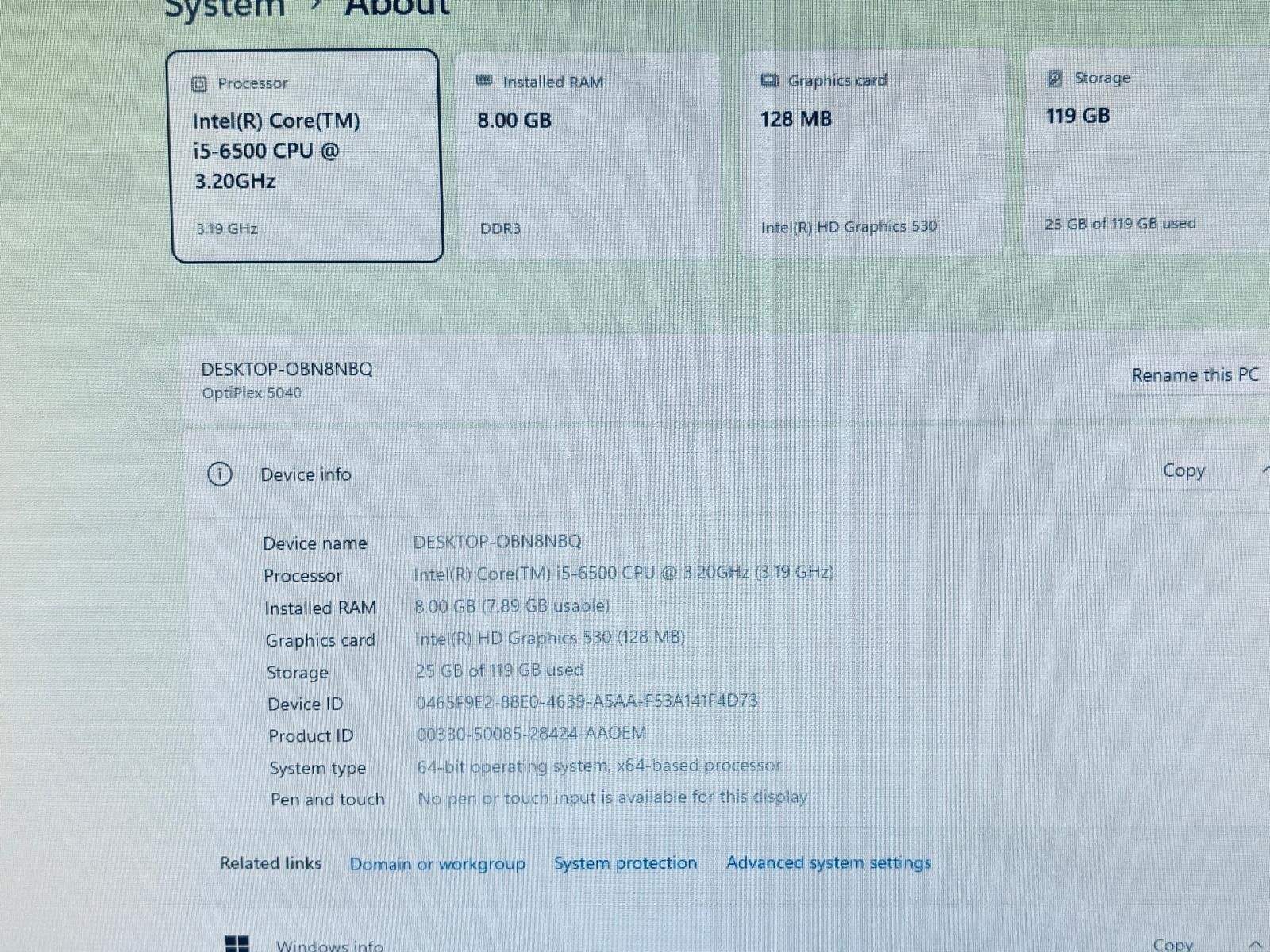 DELL OPTIPLEX 5040 Core i5-6500 3.20Ghz 8GB 128GB SSD Win 11 - photo 3