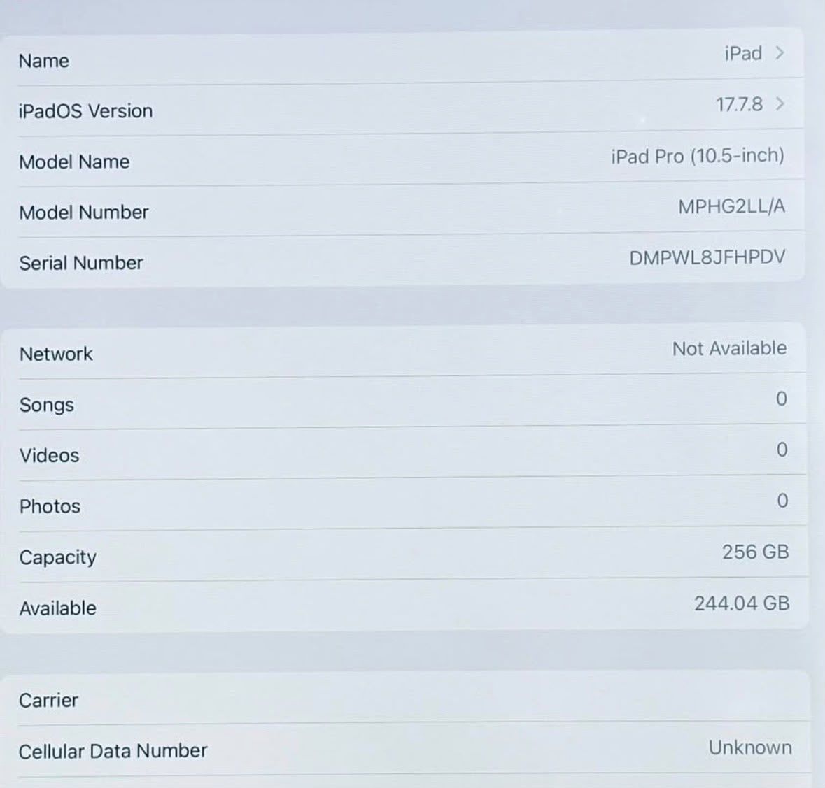 APPLE IPAD PRO 10.5” 256GB CELLULAR UNLOCKED - photo 2