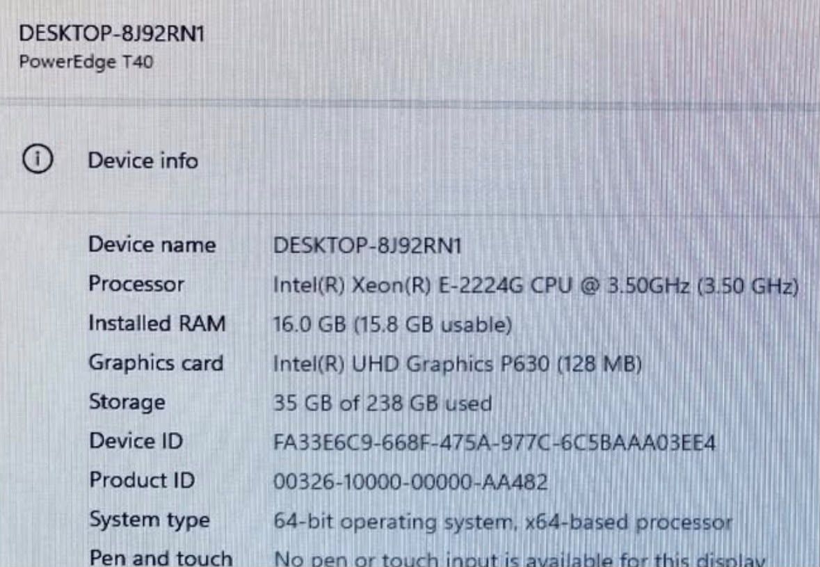 DELL PowerEdge T40 PC Intel Xeon 3.50Ghz 16GB RAM 256GB SSD - photo 3