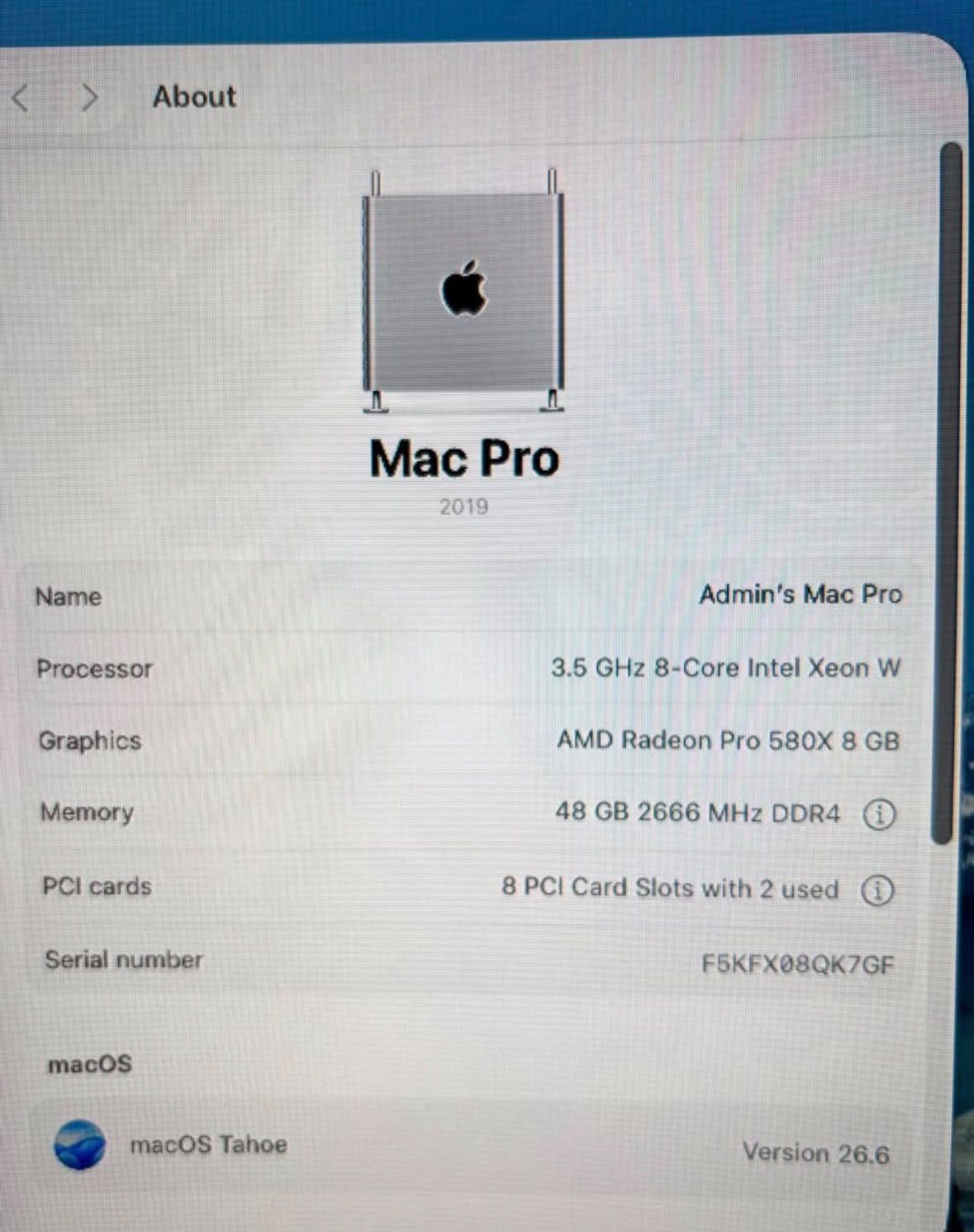 APPLE MAC PRO 2019 3.5Ghz 8-CORE 48GB RAM 1TB SSD - photo 2
