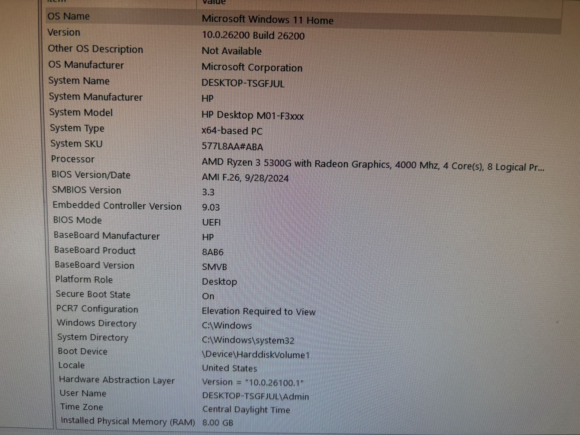 HP DeskTop Ryzen 3 5300G 8GB 256GB Windows 11 - photo 4