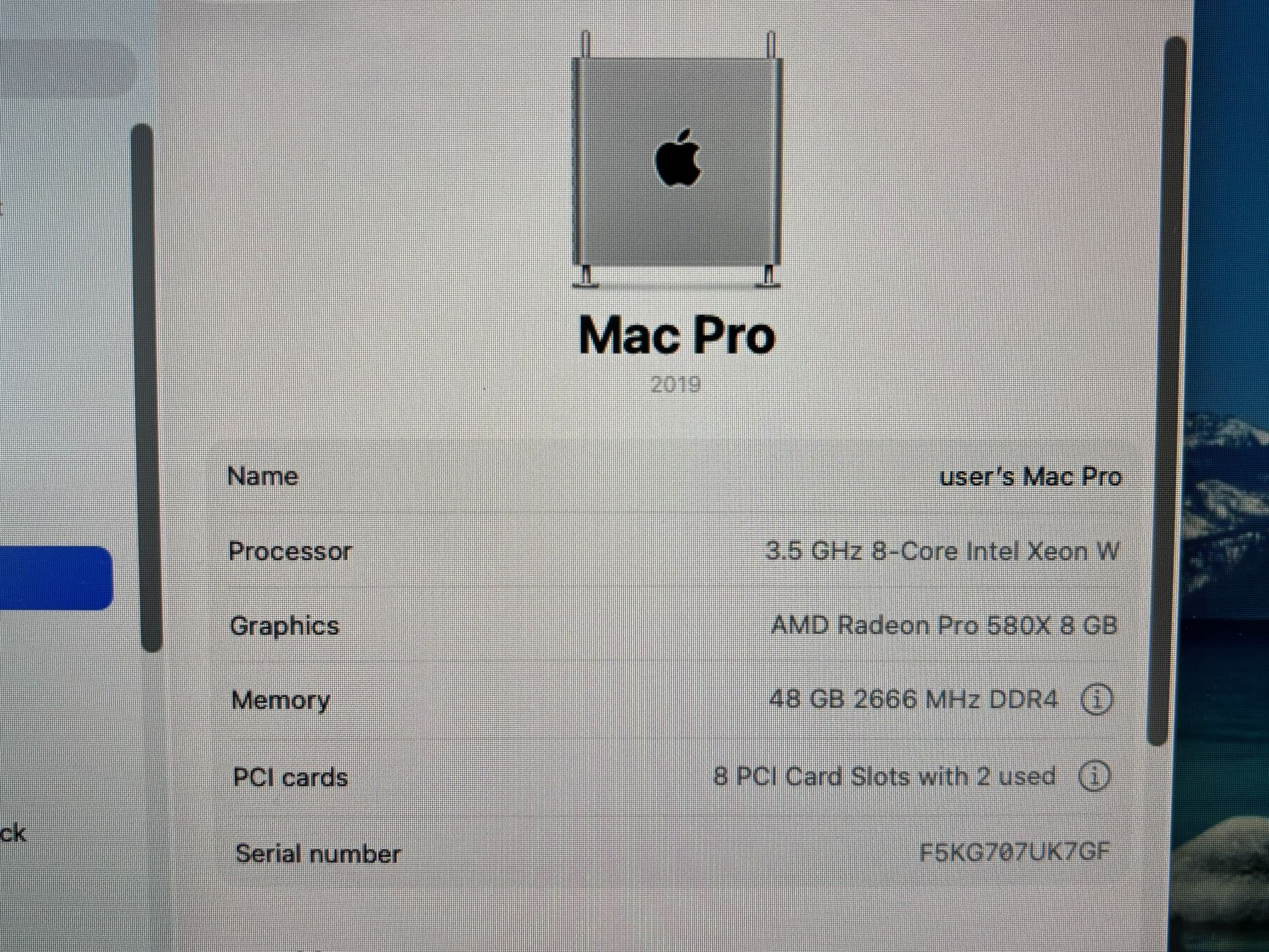 APPLE MAC PRO 2019 8-Core Intel Xeon, 48GB RAM, 1TB SSD - photo 3