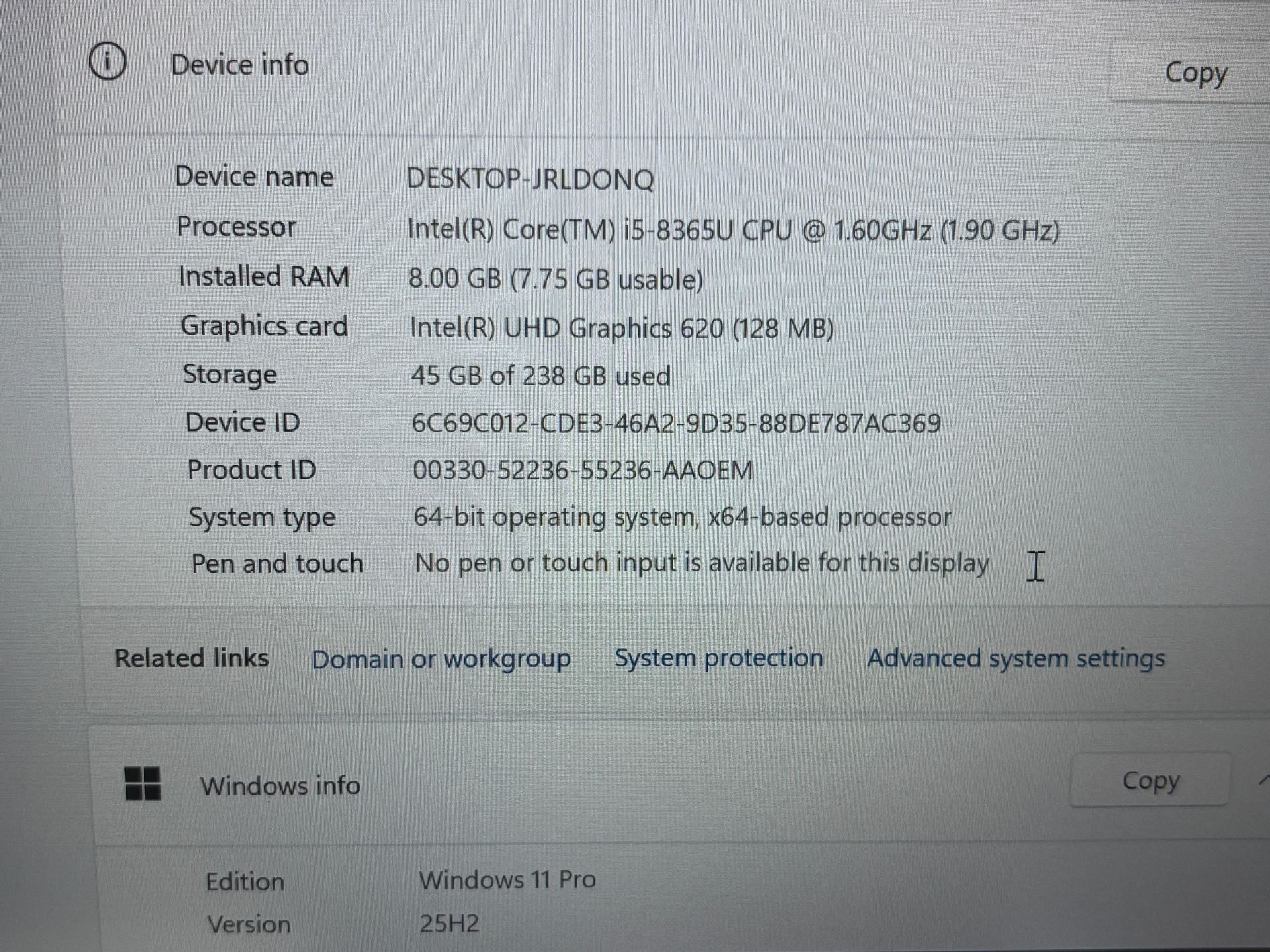 Lenovo T490S Core i5-8365U 8GB 256GB Windows 11 Pro - photo 2