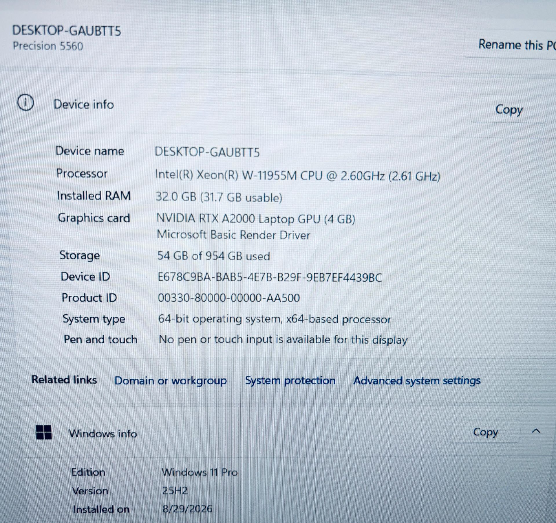 DELL PRECISION 5560 Xeon W11955M 32GB 1TB RTX A2000 - photo 2