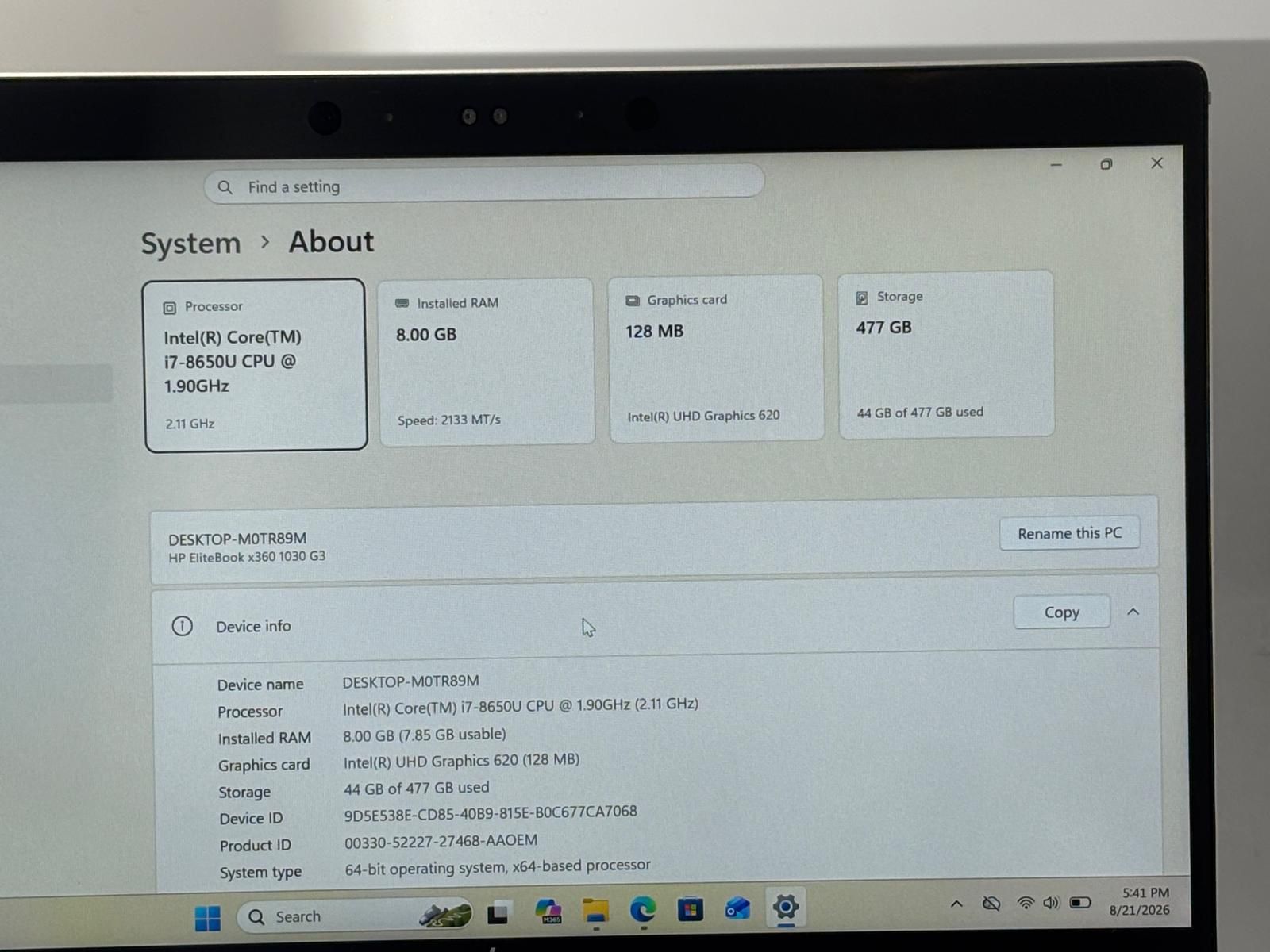 HP EliteBook X360 G3 Core i7-8650u 8GB 512GB Touchscreen - photo 3