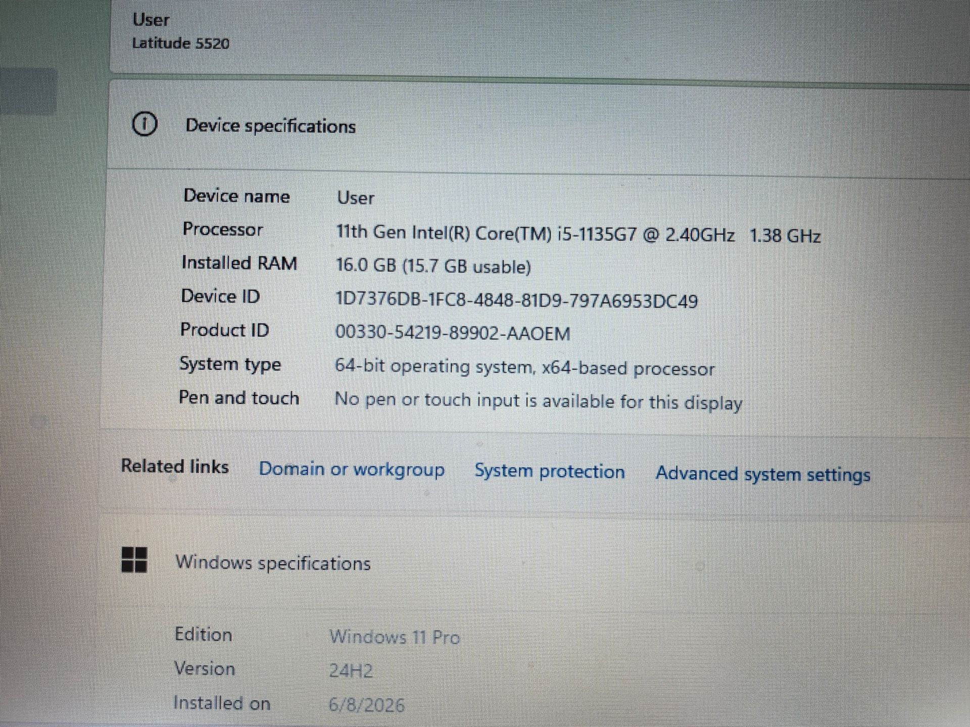 DELL LATITUDE 5520 15.6” 2021 Core i5-1135G7 16GB 256GB - photo 2