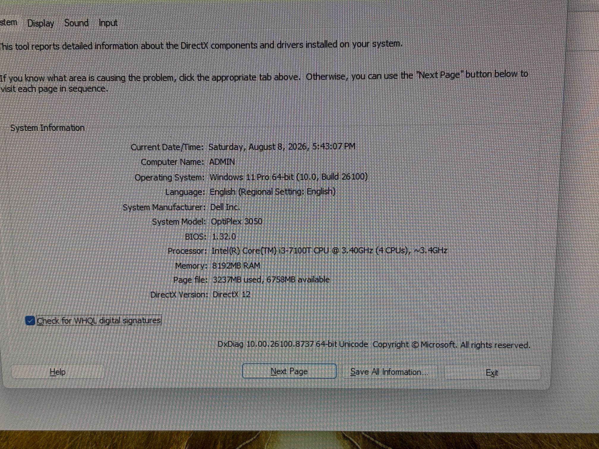 DELL OPTIPLEX 3050 Core i3-7100T 3.40Ghz 8GB 256GB SSD Win 11 - photo 4