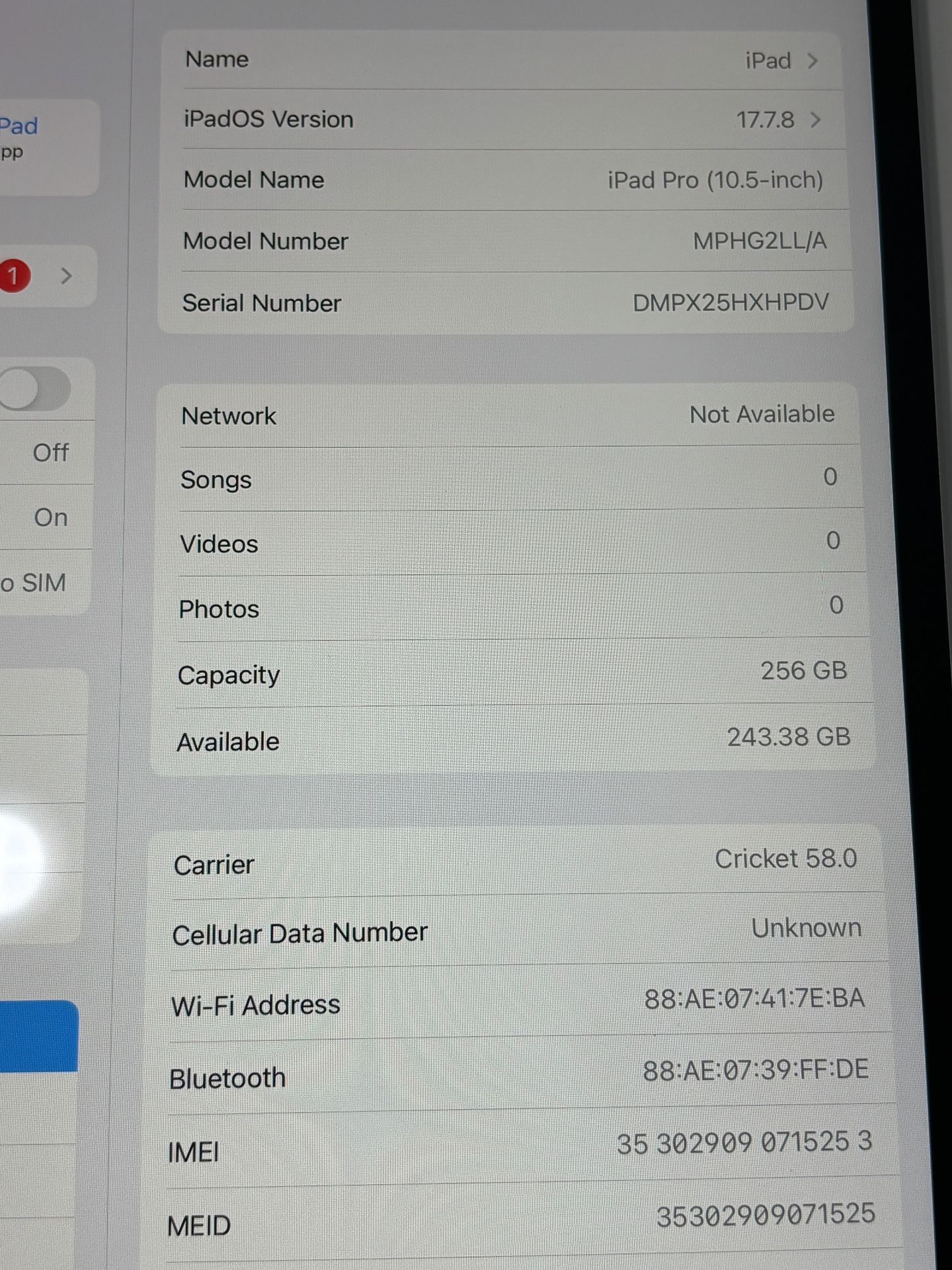 Apple Ipad Pro 10.5” 256GB Cellular Fully Functional - photo 3