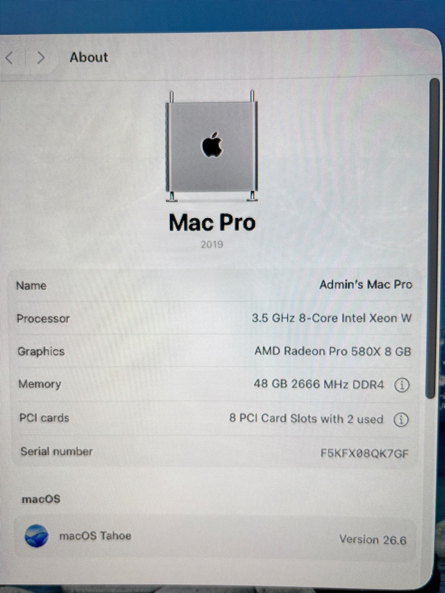 Apple Mac Pro 2019 3.5GHz 8-Core 48GB RAM 1TB 580X - photo 5