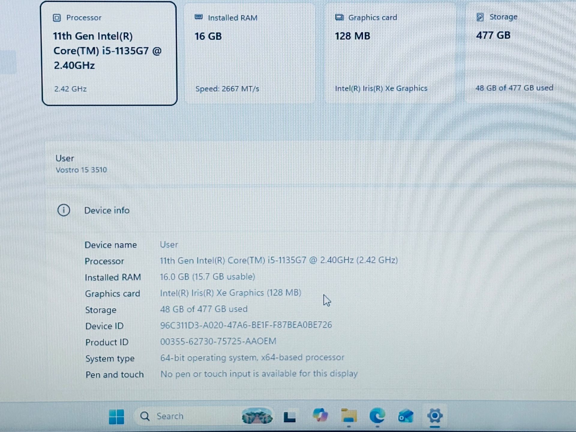 Dell Vostro 15 3510 Core i5-1135G7 16GB RAM 512GB SSD - photo 2