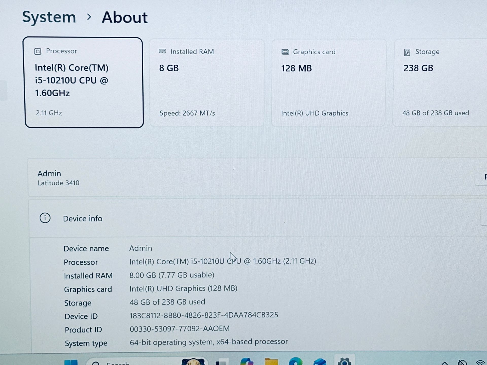 Dell Latitude 3410 Laptop i5-10th Gen 8GB 256GB SSD Windows 11 - photo 5