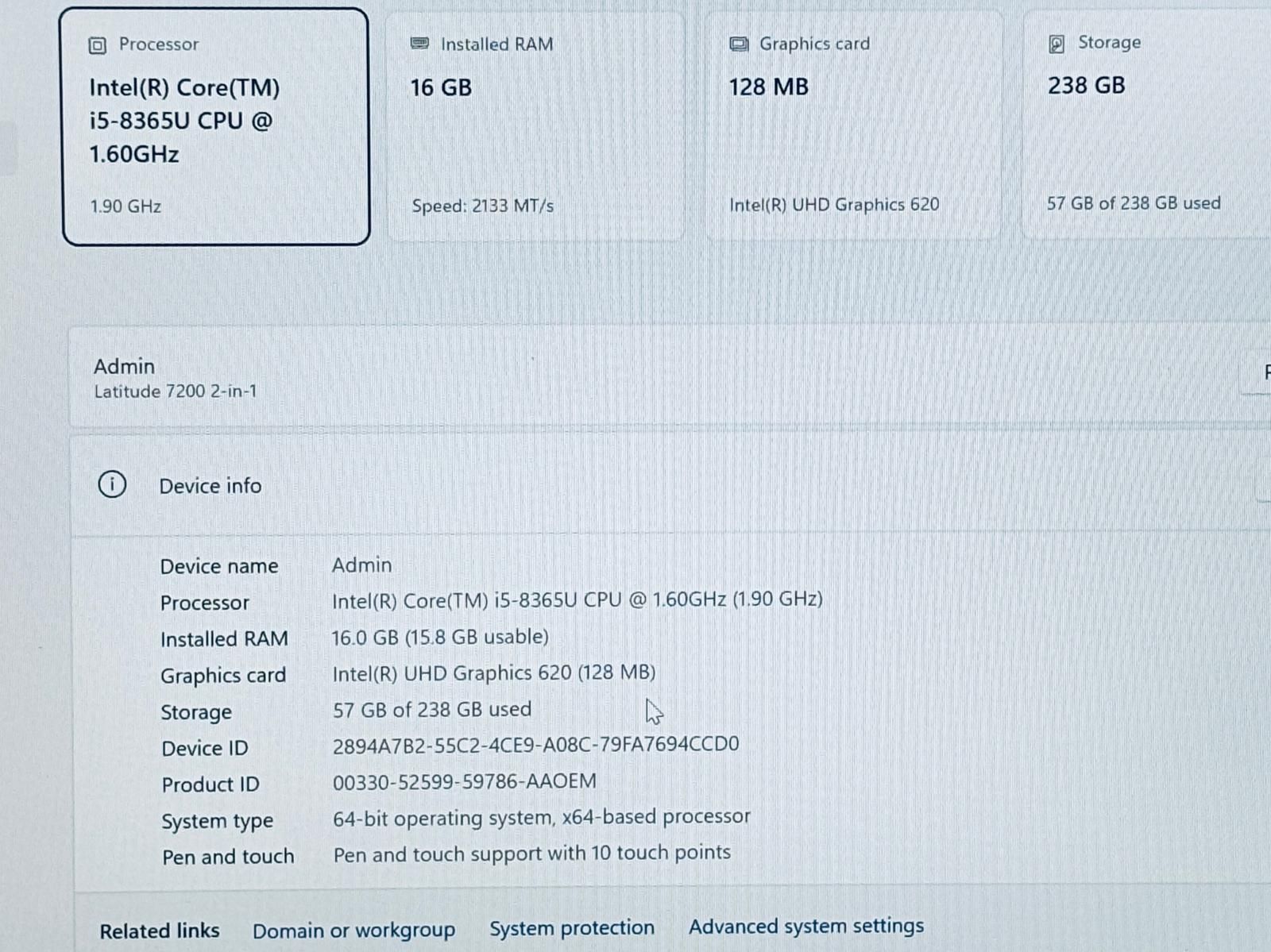 Dell Latitude 7200 2-in-1 Laptop/Tablet i5-8365U 8GB 256GB - photo 3