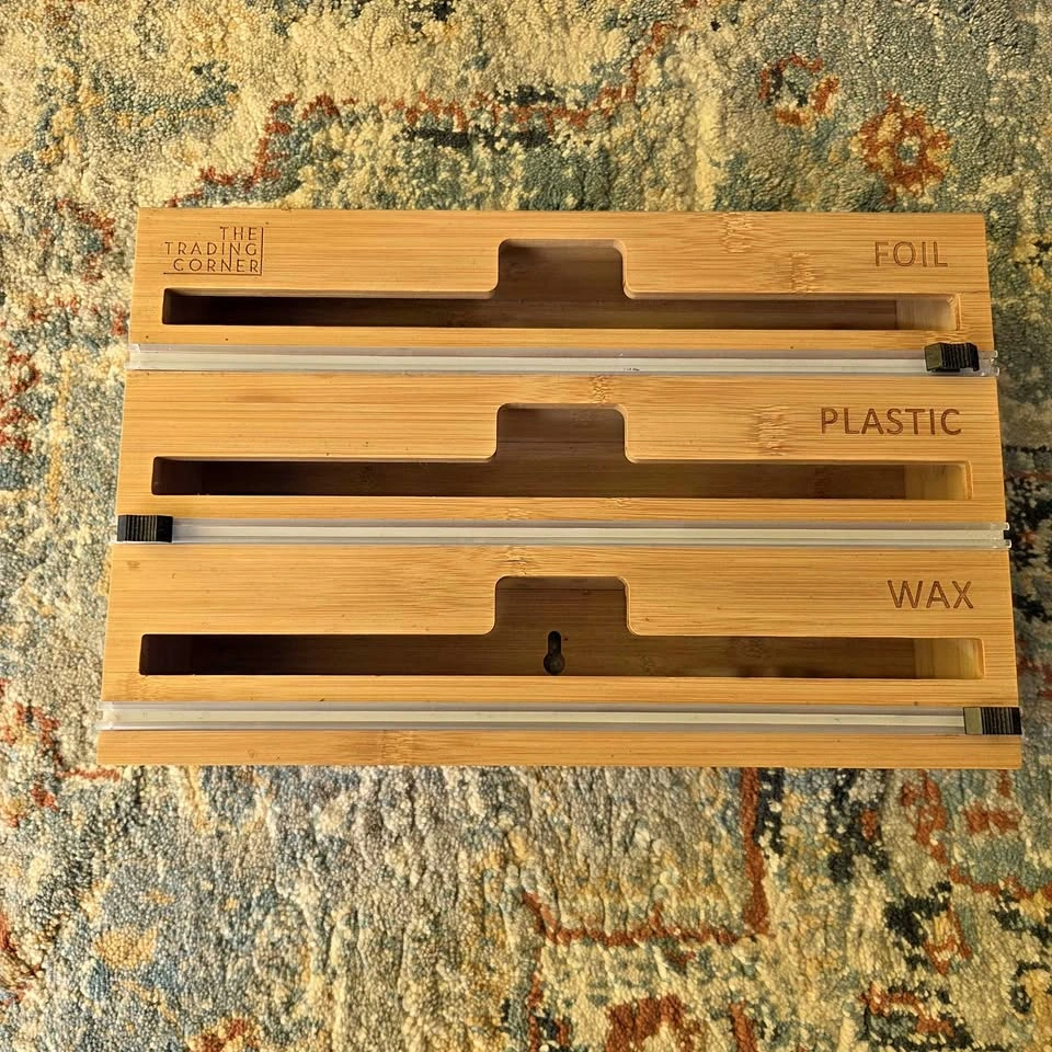 The Trading Corner Bamboo Foil, Plastic, and Wax Wrap Organizer