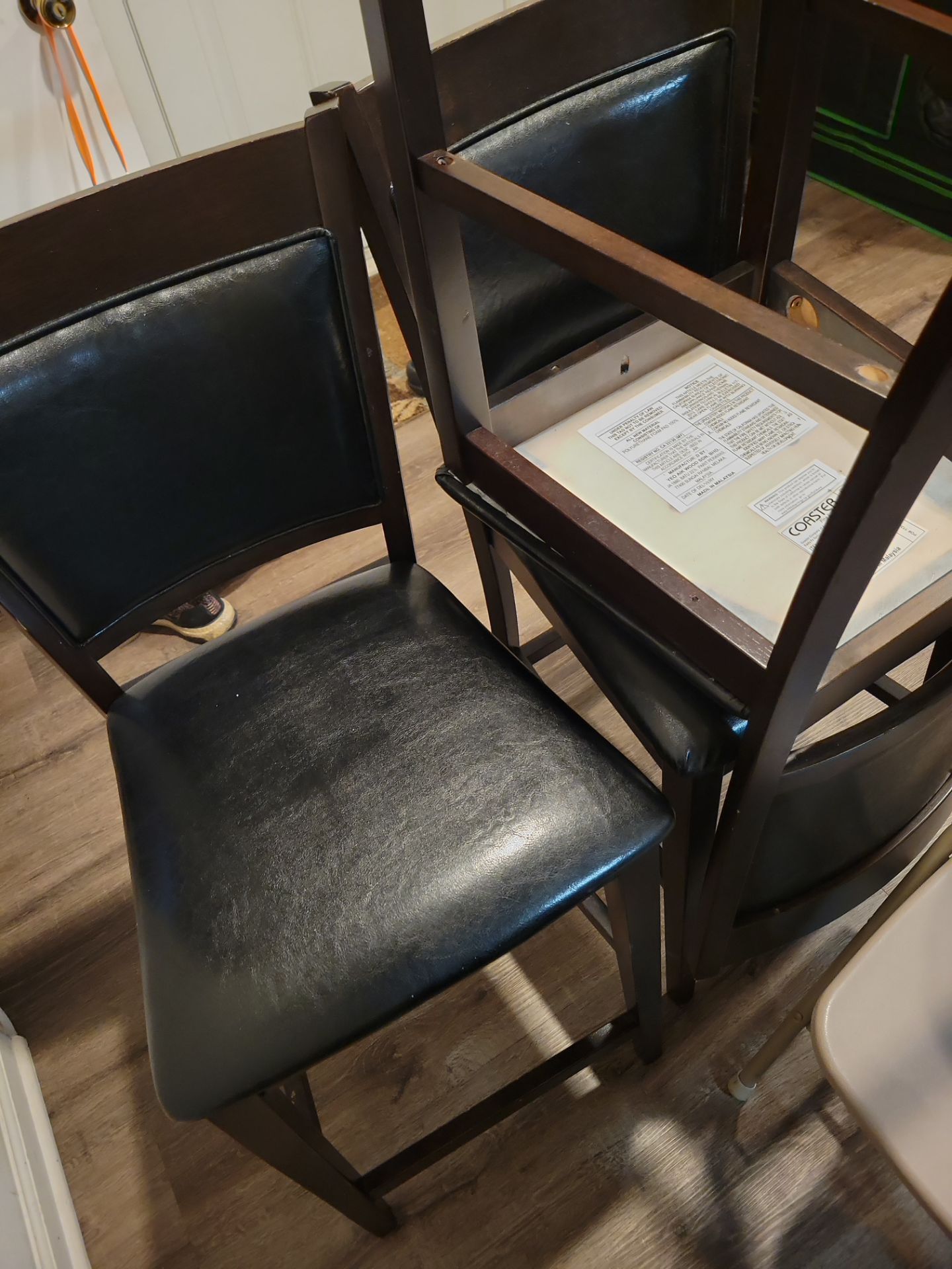 Coaster Dark Wood Dining Chairs with Black Upholstery