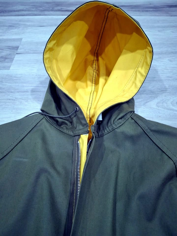 Men's Vintage JEMCO Reversible Raincoat — Olive/Yellow, Size S - photo 4