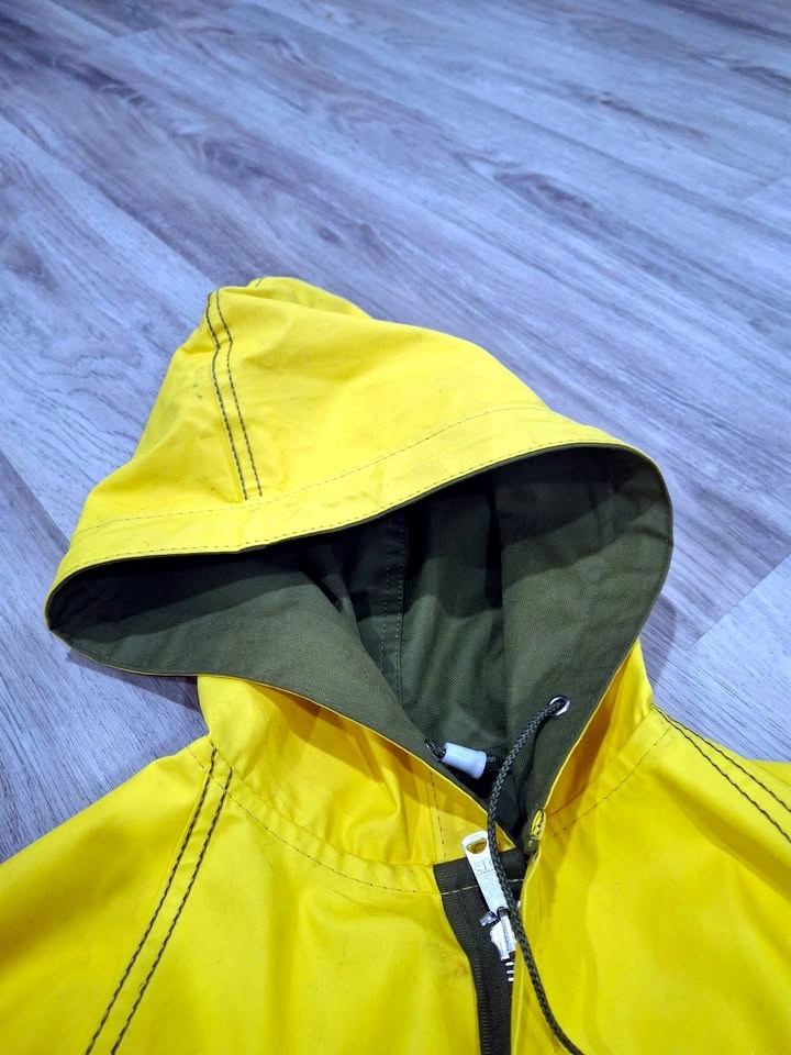 Men's Vintage JEMCO Reversible Raincoat — Olive/Yellow, Size S - photo 5