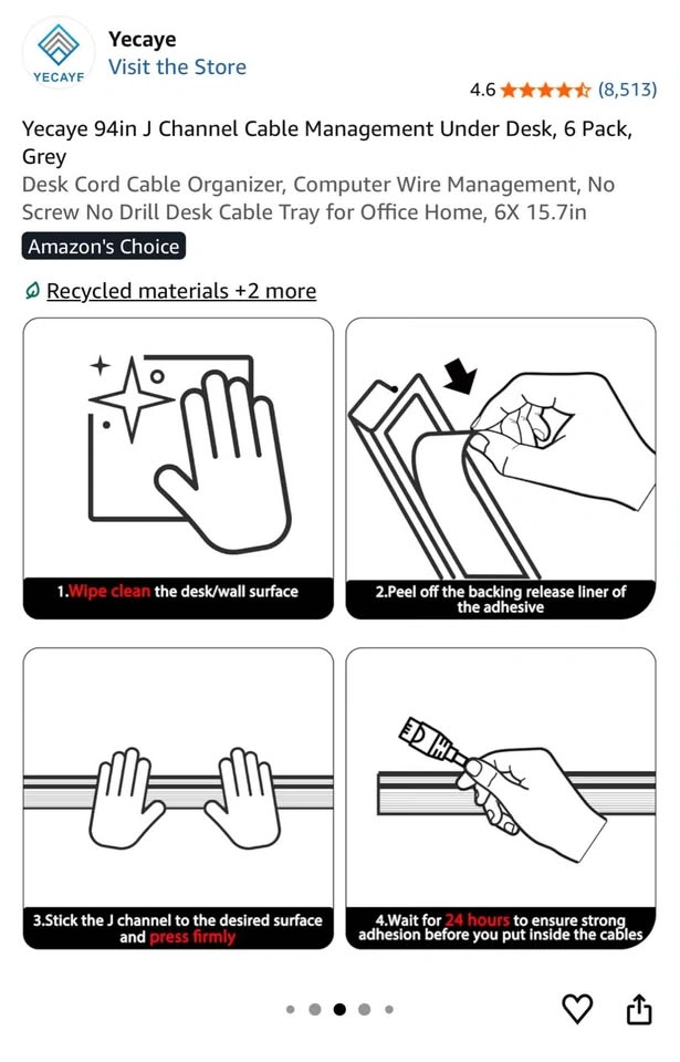 NEW Cable Management Under Desk (94in., 6 pcs.) - photo 4
