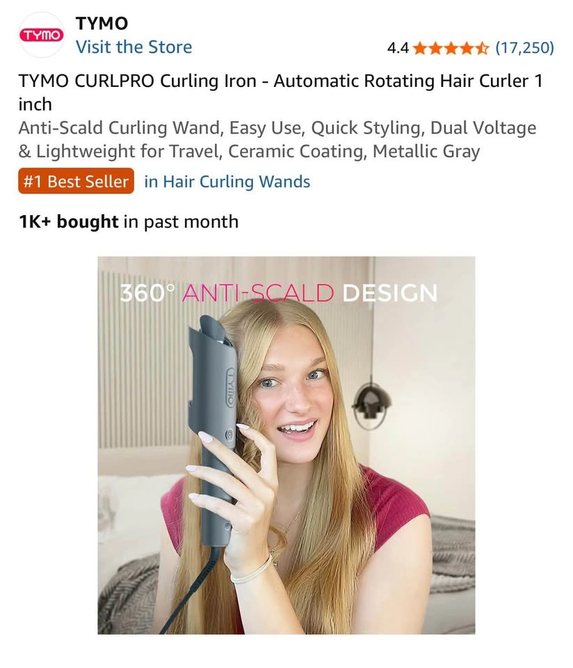TYMO CURLPRO Automatic Rotating Curling Iron 1” (Metallic Gray) - photo 5