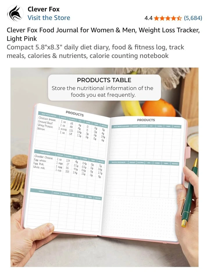 Clever Fox Food & Fitness Journal, Undated (A5, Light Pink) - photo 5