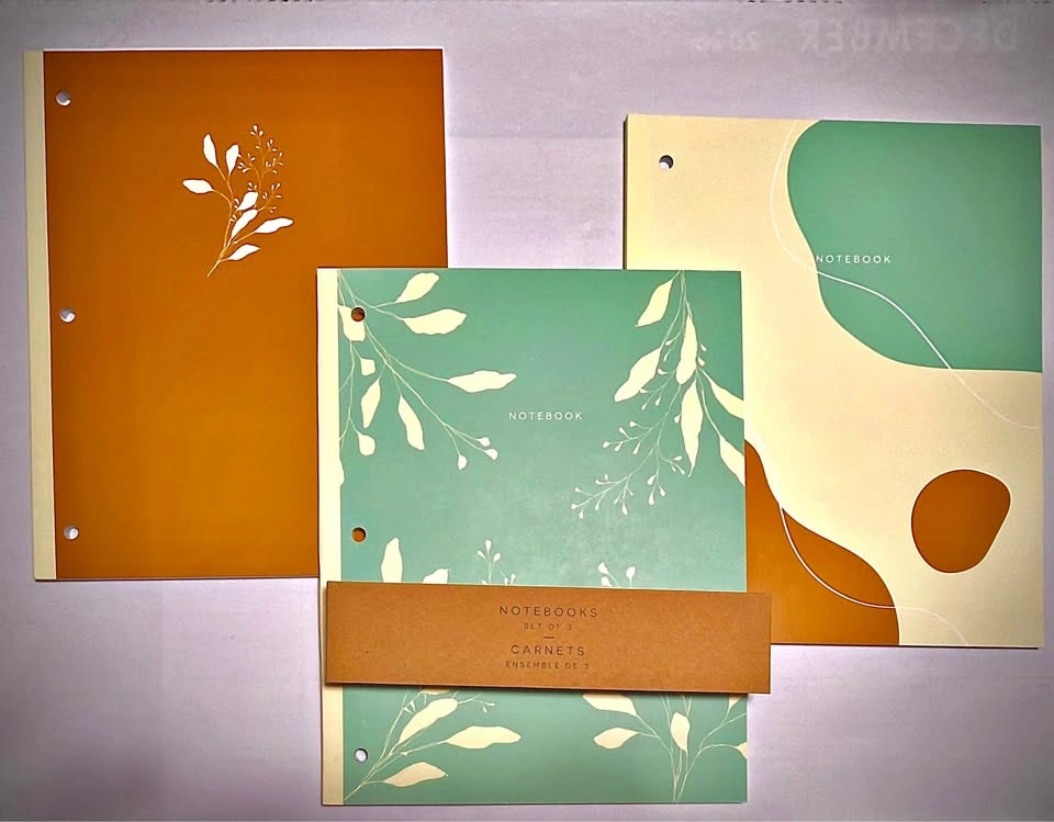 Indigo Lined Binder Notebooks/Workbook – Floral Abstract (3-pack