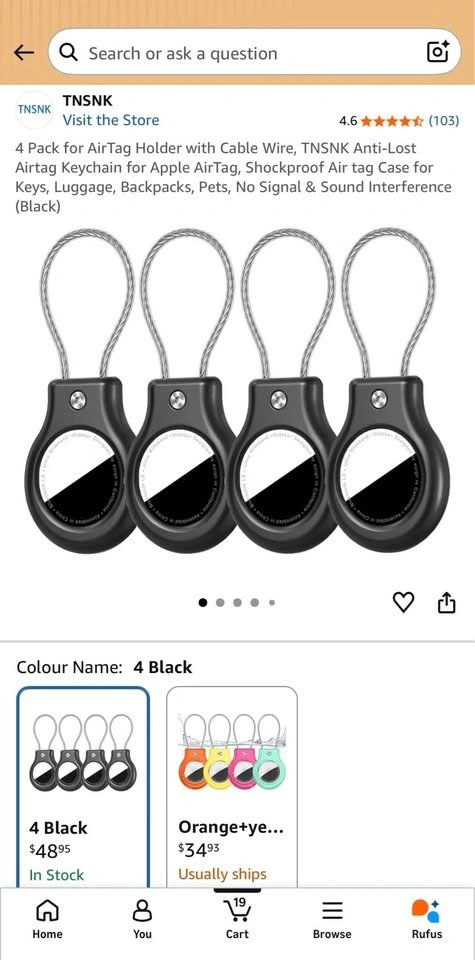 3 Anti-theft AirTag Holders with Steel Cable + Free Covers - photo 2