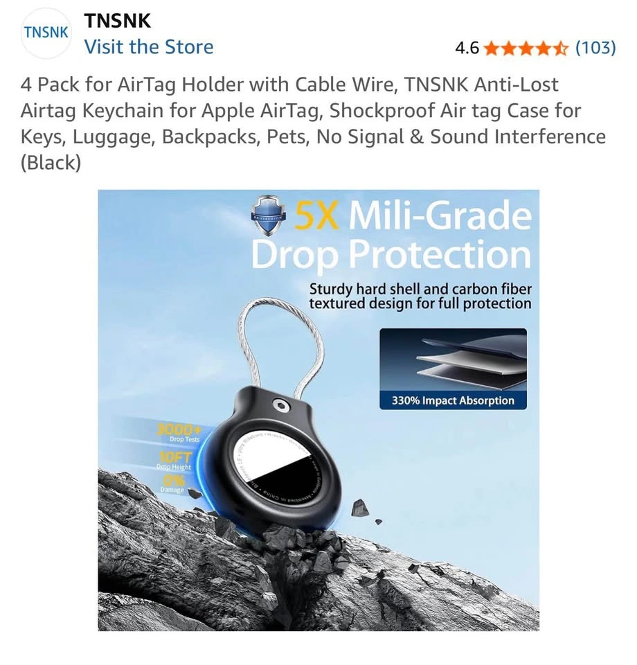 3 Anti-theft AirTag Holders with Steel Cable + Free Covers - photo 4