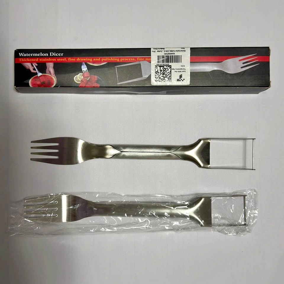 2-in-1 Stainless Steel Watermelon Slicer & Fork (2pcs)