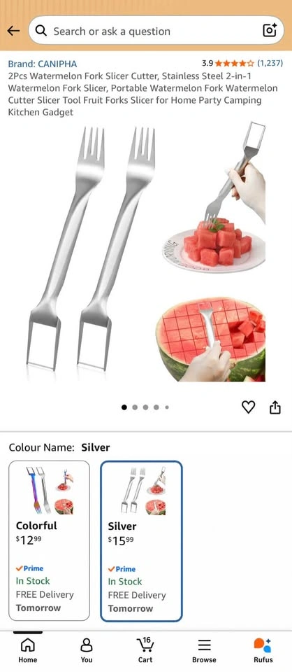 2-in-1 Stainless Steel Watermelon Slicer & Fork (2pcs) - photo 2