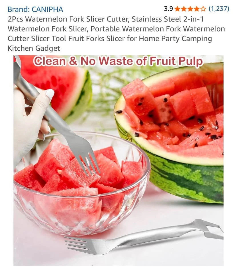 2-in-1 Stainless Steel Watermelon Slicer & Fork (2pcs) - photo 3