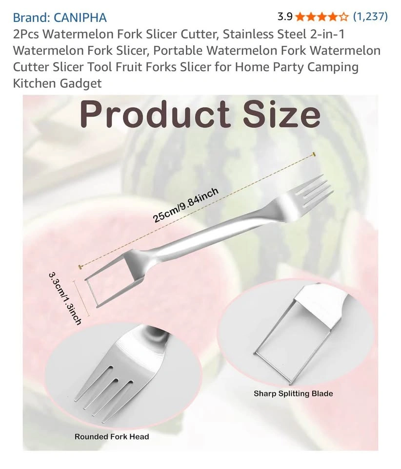 2-in-1 Stainless Steel Watermelon Slicer & Fork (2pcs) - photo 4