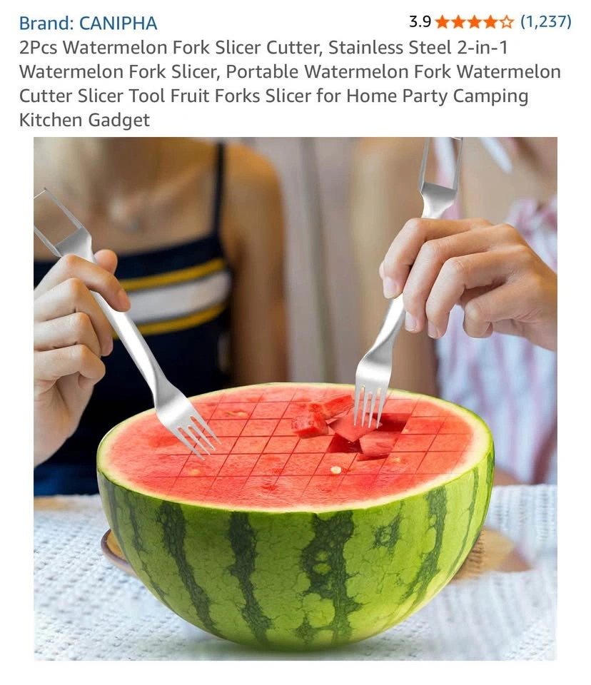 2-in-1 Stainless Steel Watermelon Slicer & Fork (2pcs) - photo 5