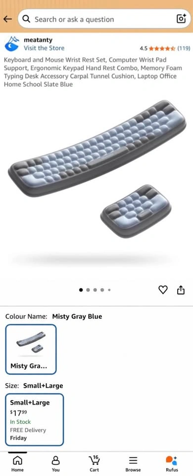 Ergonomic Air Cloud Memory Foam Keyboard & Mouse Wrist Rest - photo 2